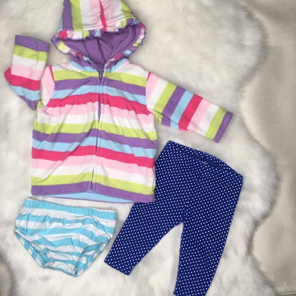 3M Fleece Hoodie Polka Dot Legging Bloomers Bundle